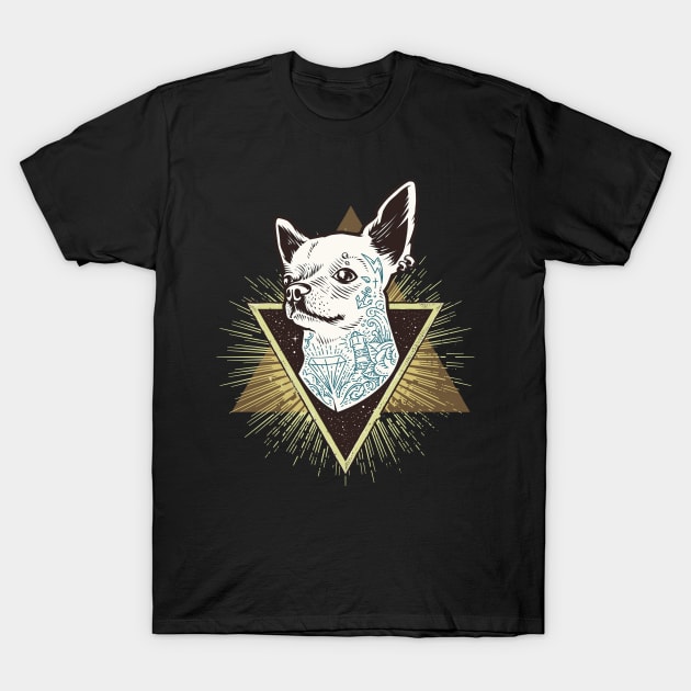 Hipster Chihuahua with Tattoo T-Shirt by Animox